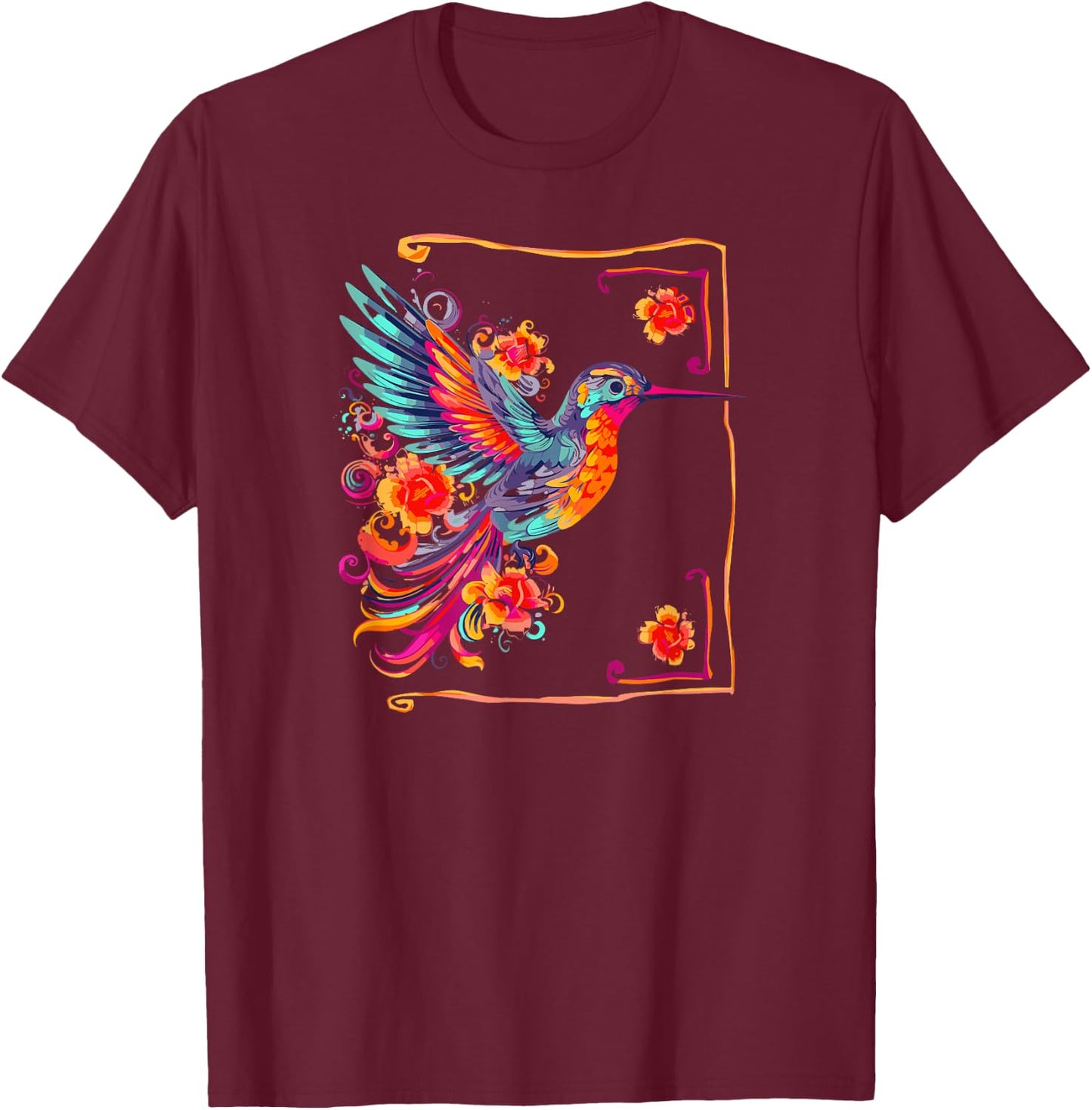 Hummingbird Bird Watcher Flower Wildlife Nature Nectar T-Shirt - T-Shirt | Maroon