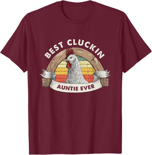 Best Cluckin Auntie Chicken Aunt Poultry Farmer Vintage T-Shirt - T-Shirt | Maroon