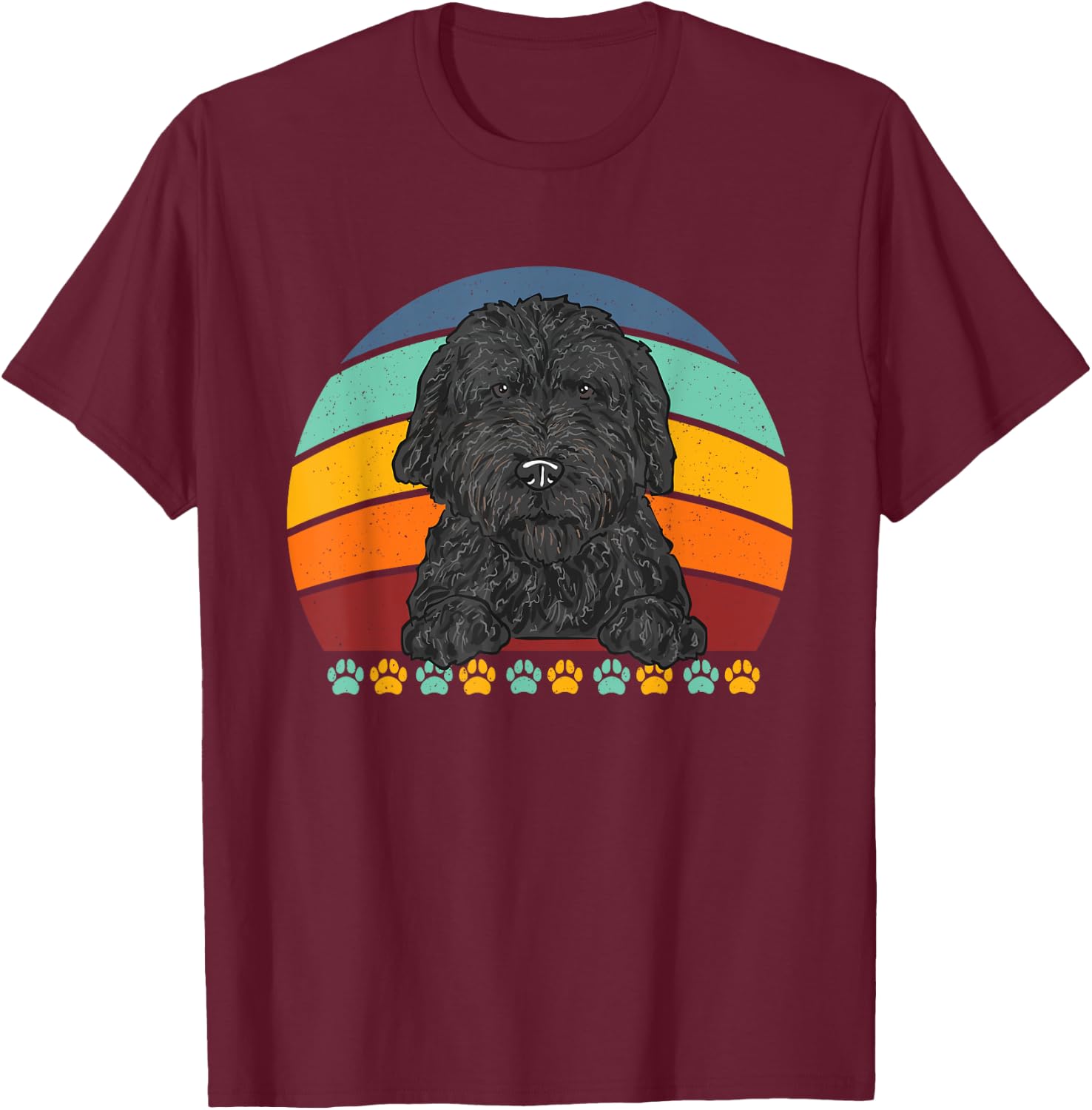 Black Goldendoodle Retro Vintage Dood Doodle Dog T-Shirt - T-Shirt | Maroon