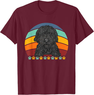 Black Goldendoodle Retro Vintage Dood Doodle Dog T-Shirt - T-Shirt | Maroon