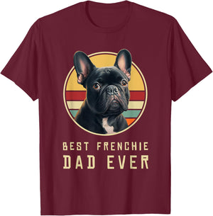 Funny French Bulldog Retro Outfits Clothes Frenchie Dog Dad T-Shirt - T-Shirt | Maroon