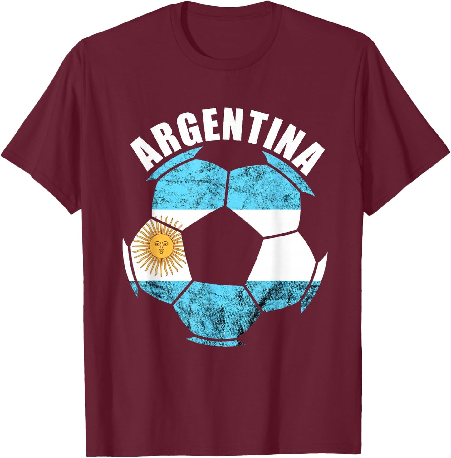 Argentina Soccer Ball Sun Of May Argentina Argentina Flag T-Shirt - T-Shirt | Maroon