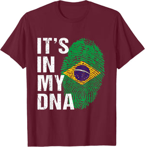It's in My DNA Brazilian Pride - Brasil Flag men women Kids T-Shirt - T-Shirt | Maroon