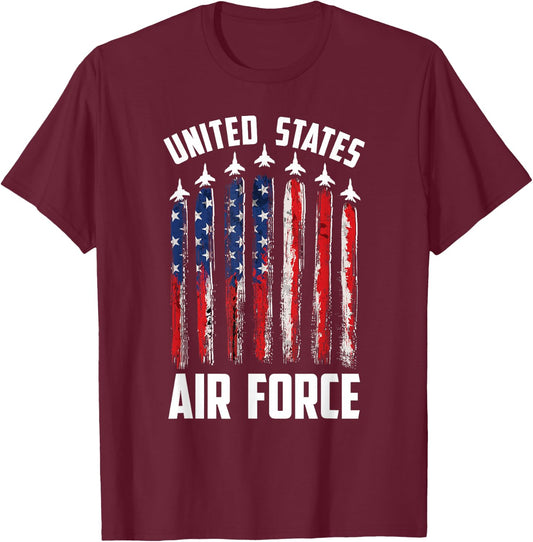 USA Flag Patriotic 4th of July United States Air Force T-Shirt - T-Shirt | Maroon