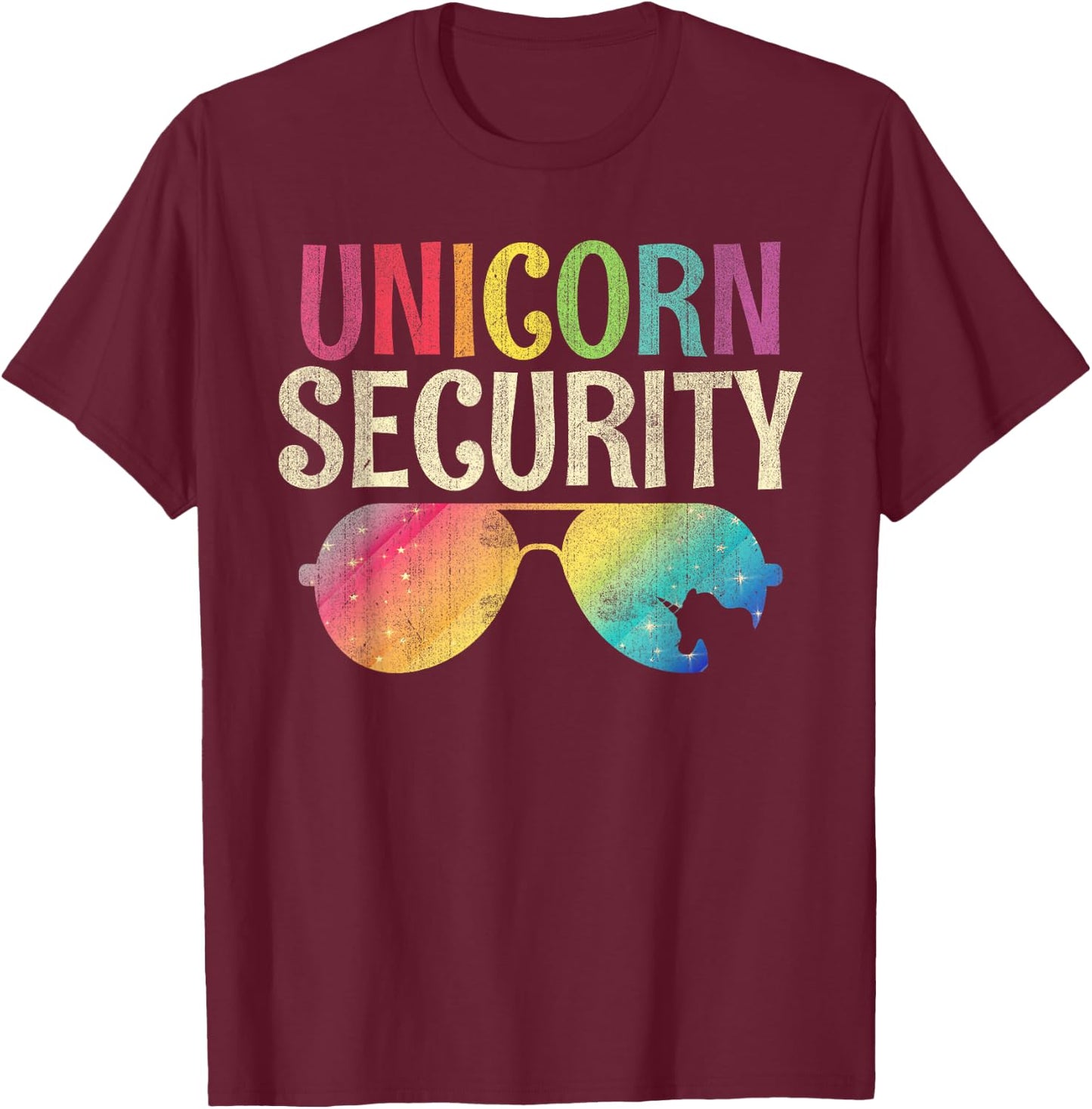Unicorn Security Funny Sunglasses Unicorn Kids T-Shirt - T-Shirt | Maroon