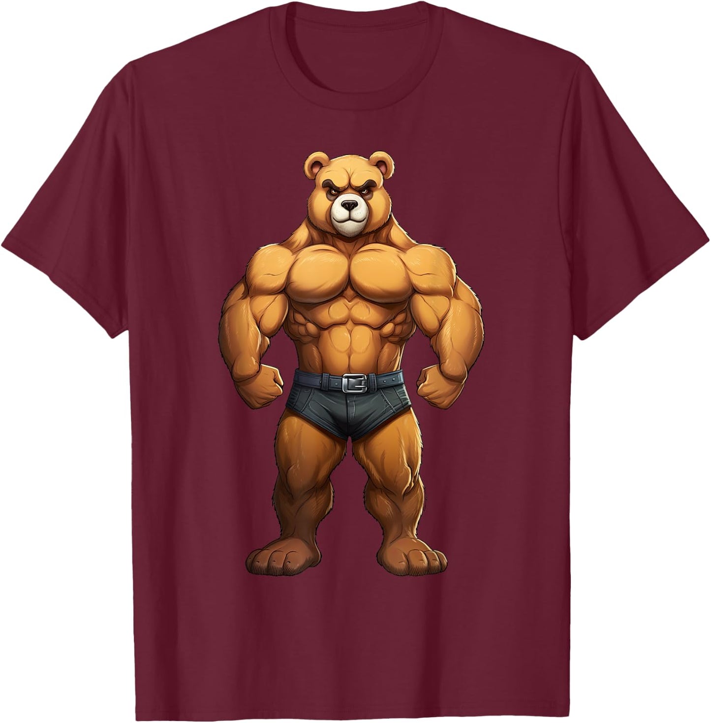 Teddy Bear Bodybuilder Muscular Body Gym Fitness T-Shirt - T-Shirt | Maroon