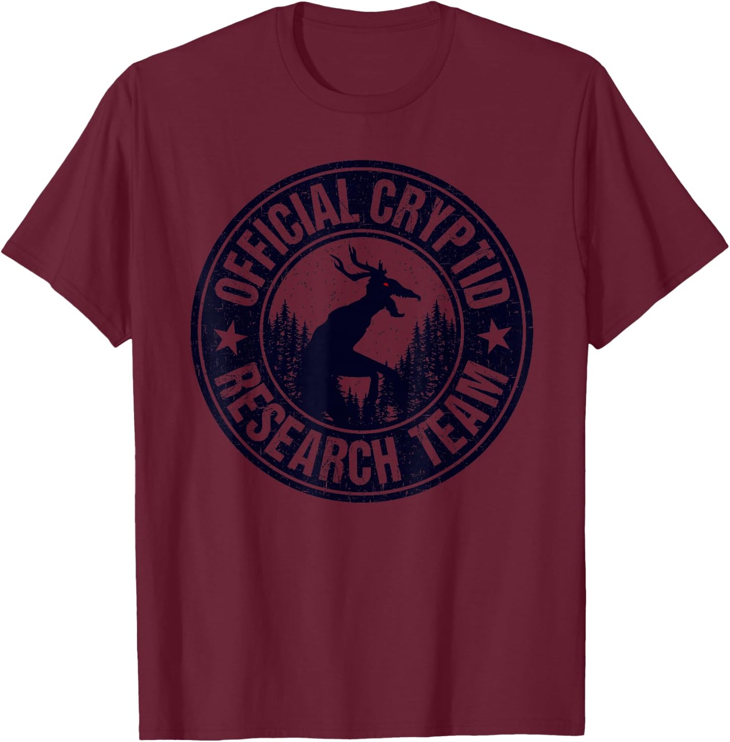 Official Cryptid Research Team Wendigo Retro Cryptozoology T-Shirt - T-Shirt | Maroon