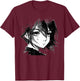 Anime Girl Anime Eyes Ink Art Sketch Drawing for Girls Teens T-Shirt - T-Shirt | Maroon