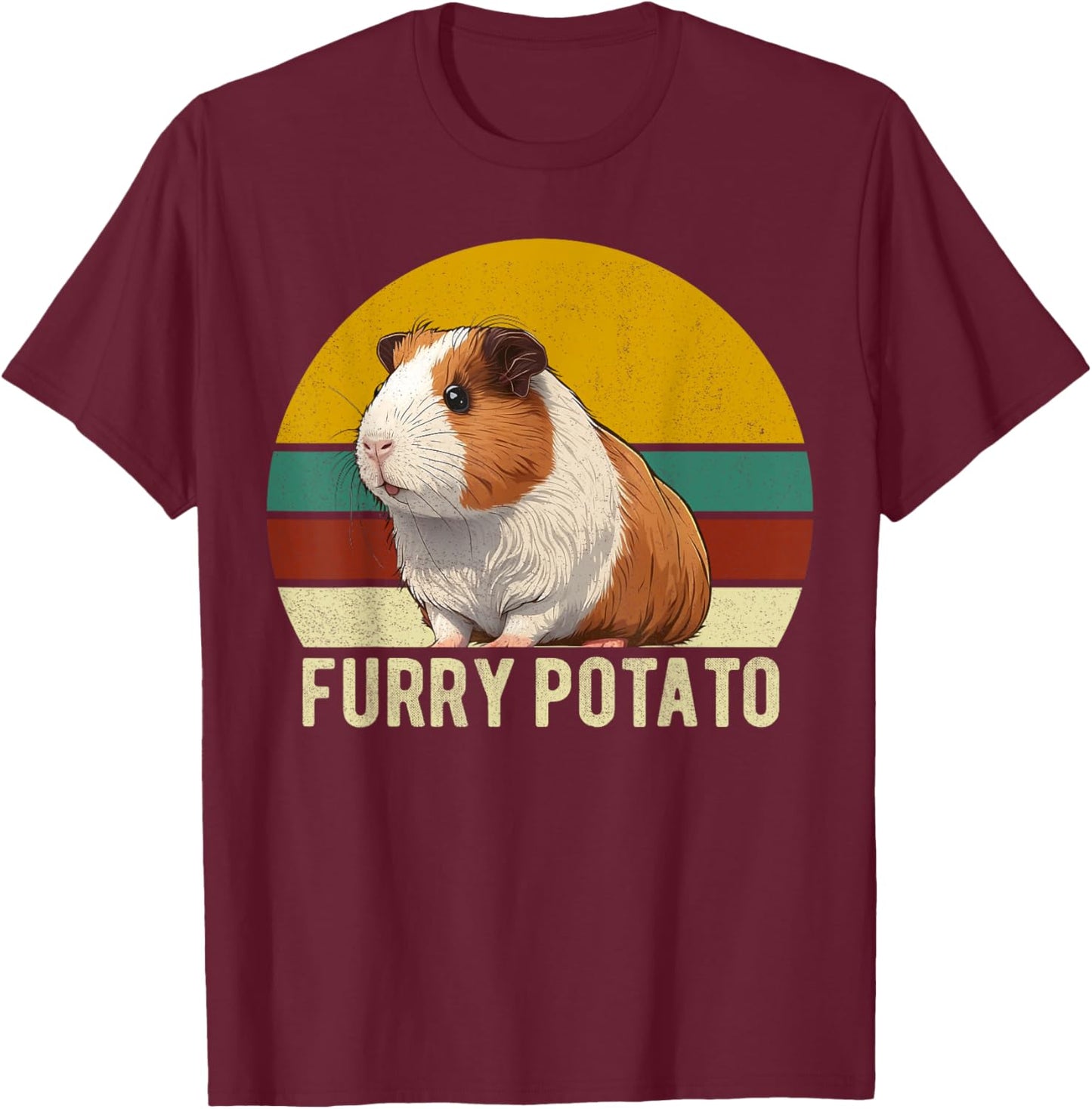 Guinea Pig Shirt Furry Potato Vintage Guinea Pig Funny T-Shirt - T-Shirt | Maroon