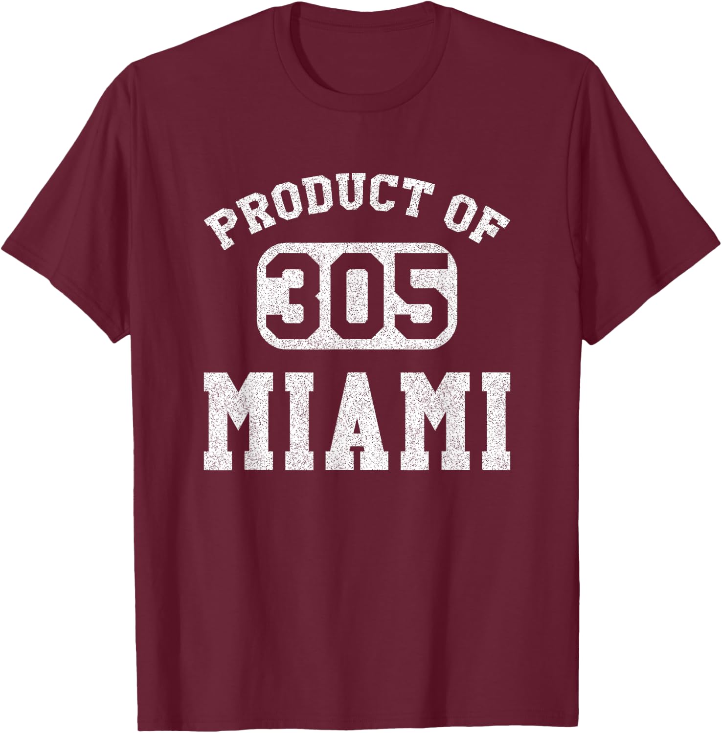 Miami Florida Vintage Retro Area Code T-Shirt - T-Shirt | Maroon