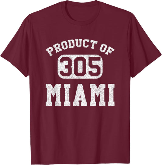 Miami Florida Vintage Retro Area Code T-Shirt - T-Shirt | Maroon