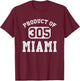 Miami Florida Vintage Retro Area Code T-Shirt - T-Shirt | Maroon