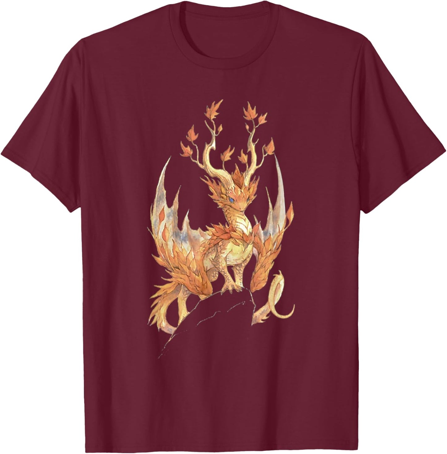 Fall Dragon Leaves Autumn Dragon Lover T-Shirt - T-Shirt | Maroon