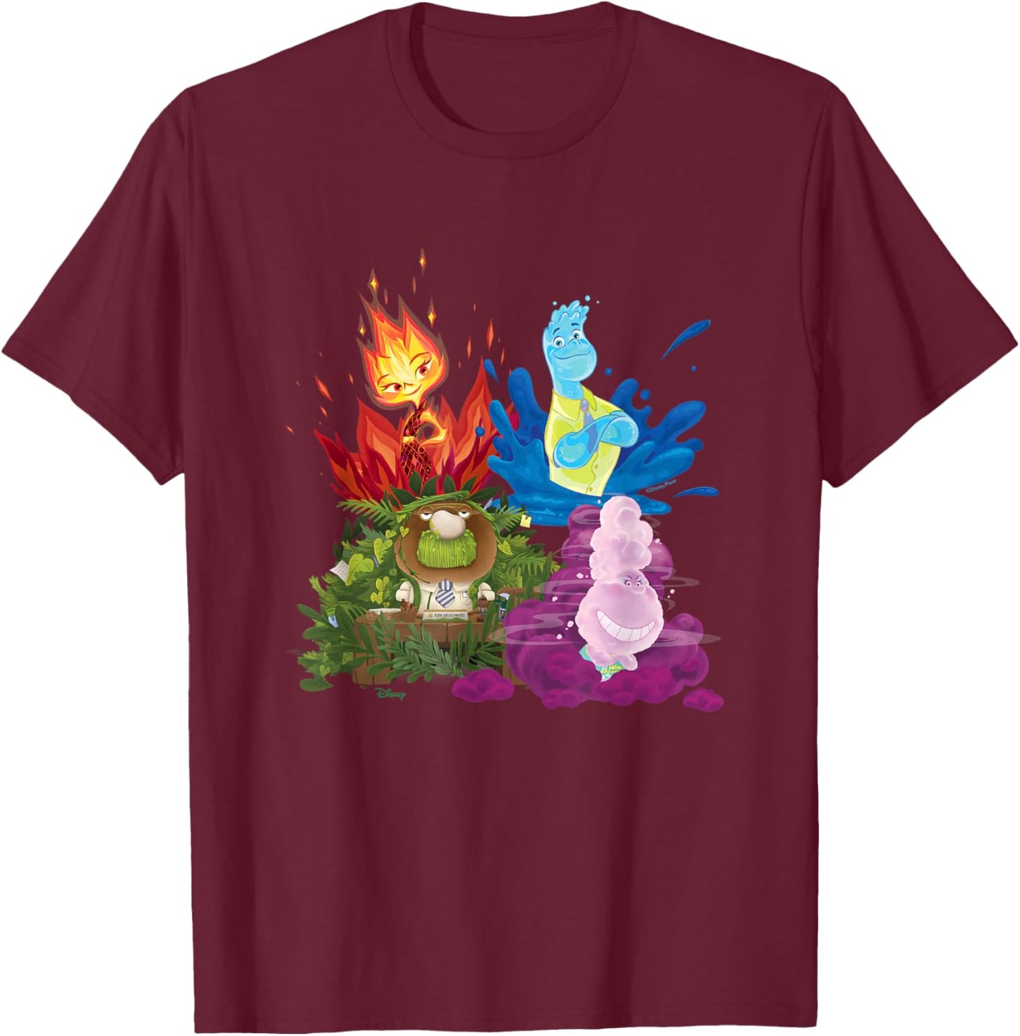 Elemental - Ember Lumen Wade Ripple Clod Gale Cumulus Group T-Shirt - T-Shirt | Maroon