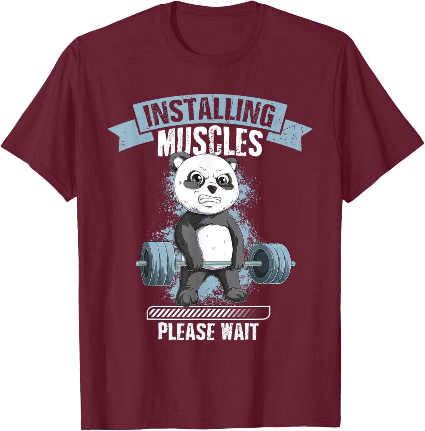 Muscle Building Fitness Panda Weightlifting Barbell Training T-Shirt - T-Shirt | Maroon