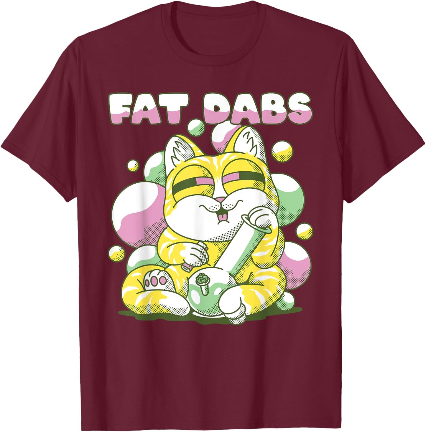Fat Dabs Cannabis Cat Bong Fat Weight Fitness T-Shirt - T-Shirt | Maroon