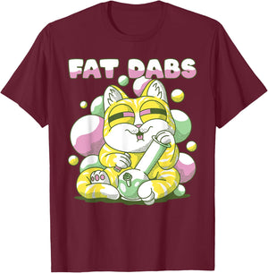 Fat Dabs Cannabis Cat Bong Fat Weight Fitness T-Shirt - T-Shirt | Maroon