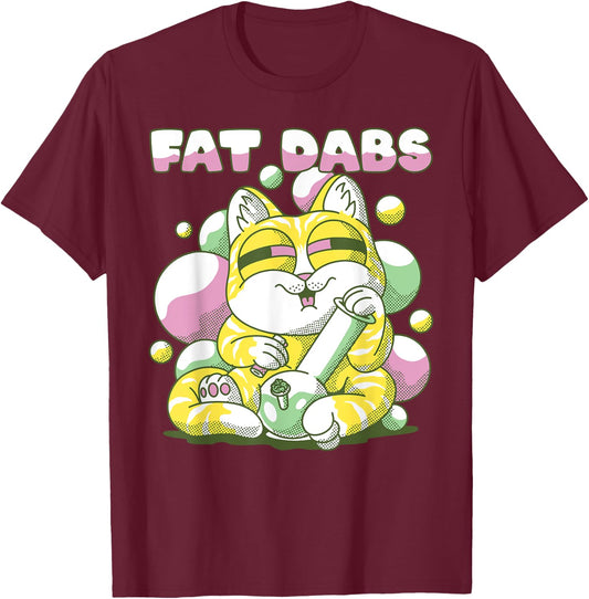 Fat Dabs Cannabis Cat Bong Fat Weight Fitness T-Shirt - T-Shirt | Maroon