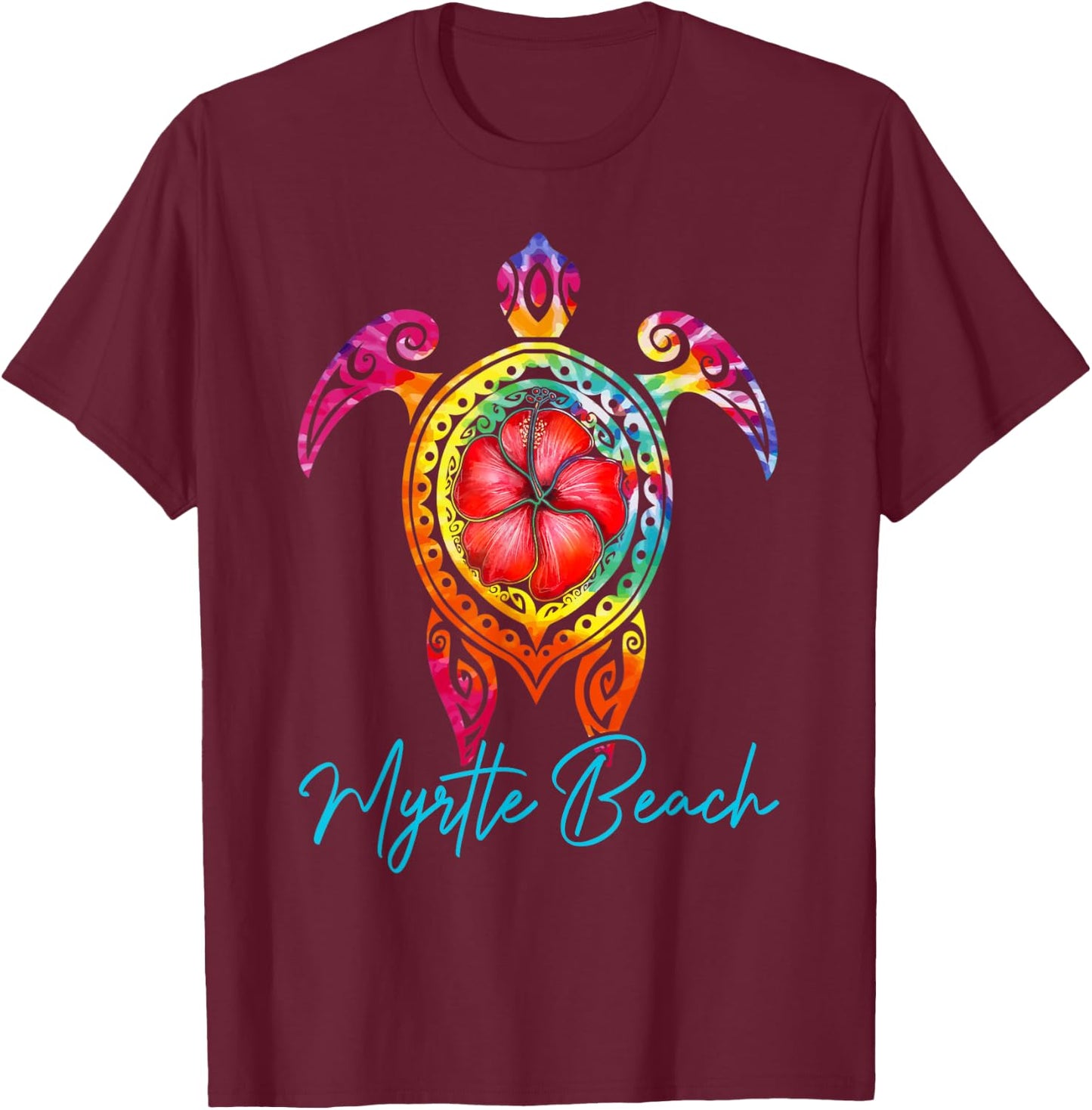 Myrtle Beach Tie Dye Sea Turtle Carolina Family Vacation T-Shirt - T-Shirt | Maroon