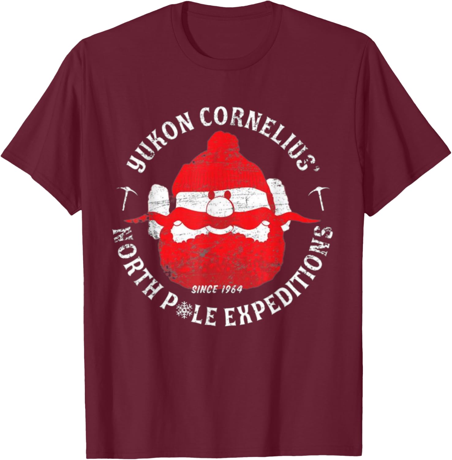 Christmas Explorer Vintage Throwback Cartoon T-Shirt - T-Shirt | Maroon