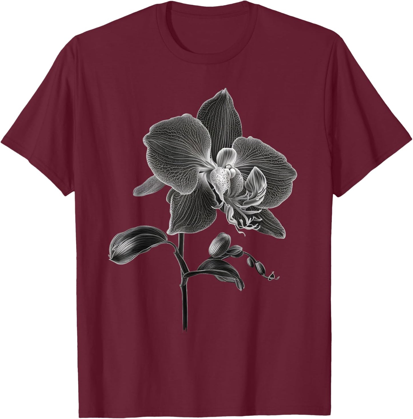 Black and White Orchid men and Orchid T-Shirt - T-Shirt | Maroon
