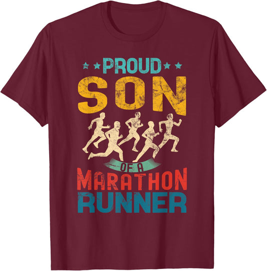 Proud son of a marathon runner son gifts vintage distressed T-Shirt - T-Shirt | Maroon