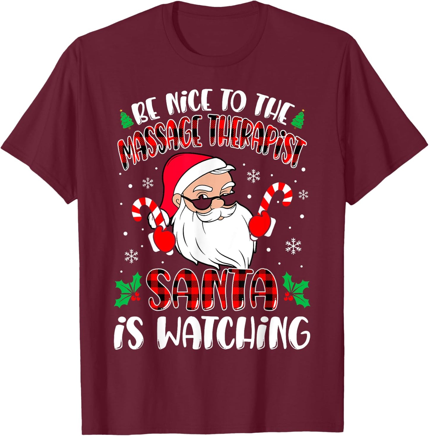 Massage Therapist Santa Funny Therapist Christmas T-Shirt - T-Shirt | Maroon