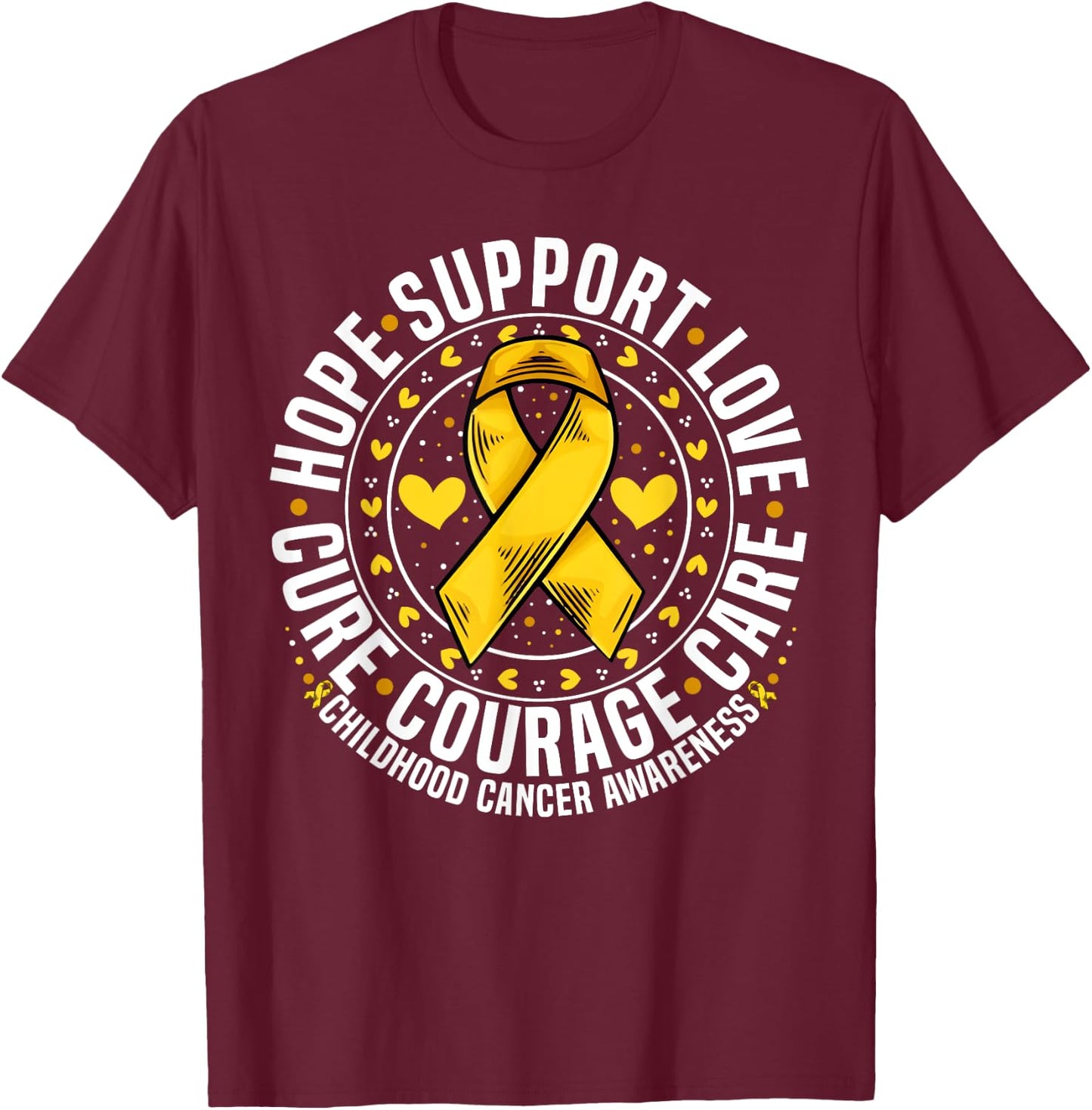 Childhood Cancer Support Family Childhood Cancer Awareness T-Shirt - T-Shirt | Maroon