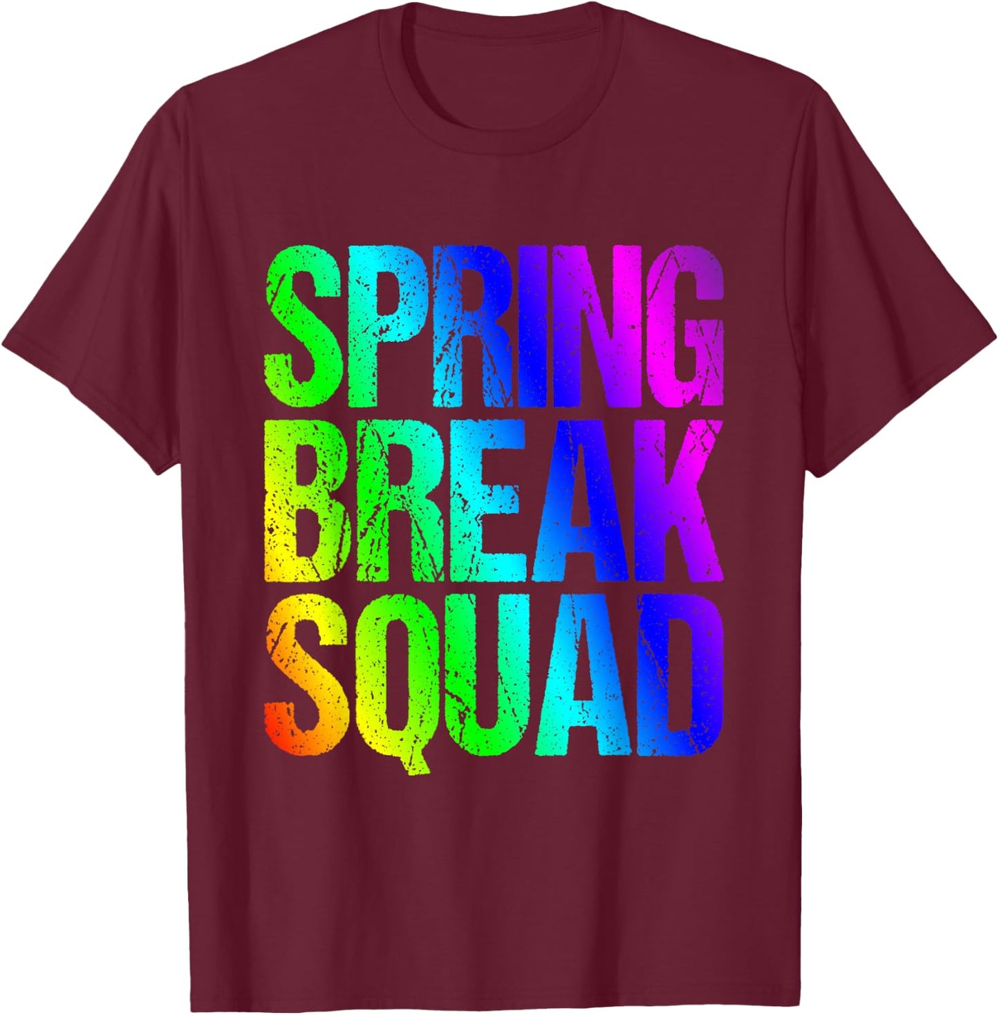 Spring Break Squad Rainbow Vintage Graphic 2026 T-Shirt - T-Shirt | Maroon