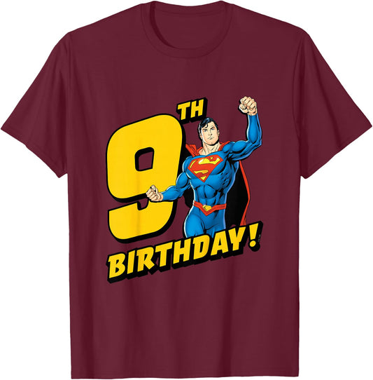 Kids Superman 9th Birthday T-Shirt - T-Shirt | Maroon