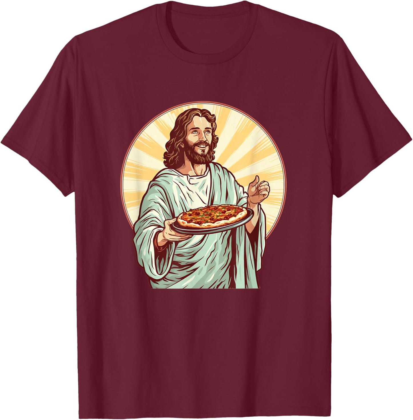 Jesus Pizza for holy Food and Lunch Time Lovers T-Shirt - T-Shirt | Maroon