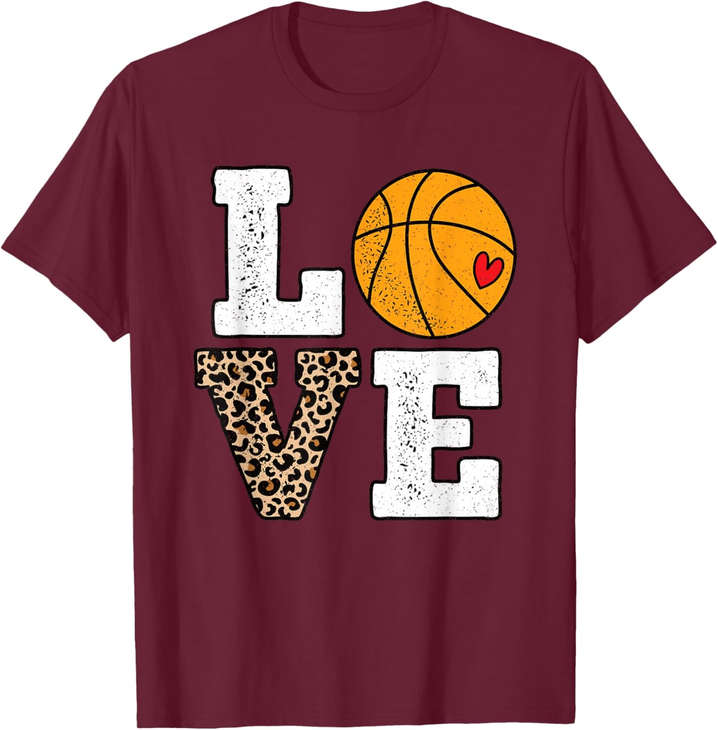 Cute Basketball Love Women Girls Kids T-Shirt - T-Shirt | Maroon