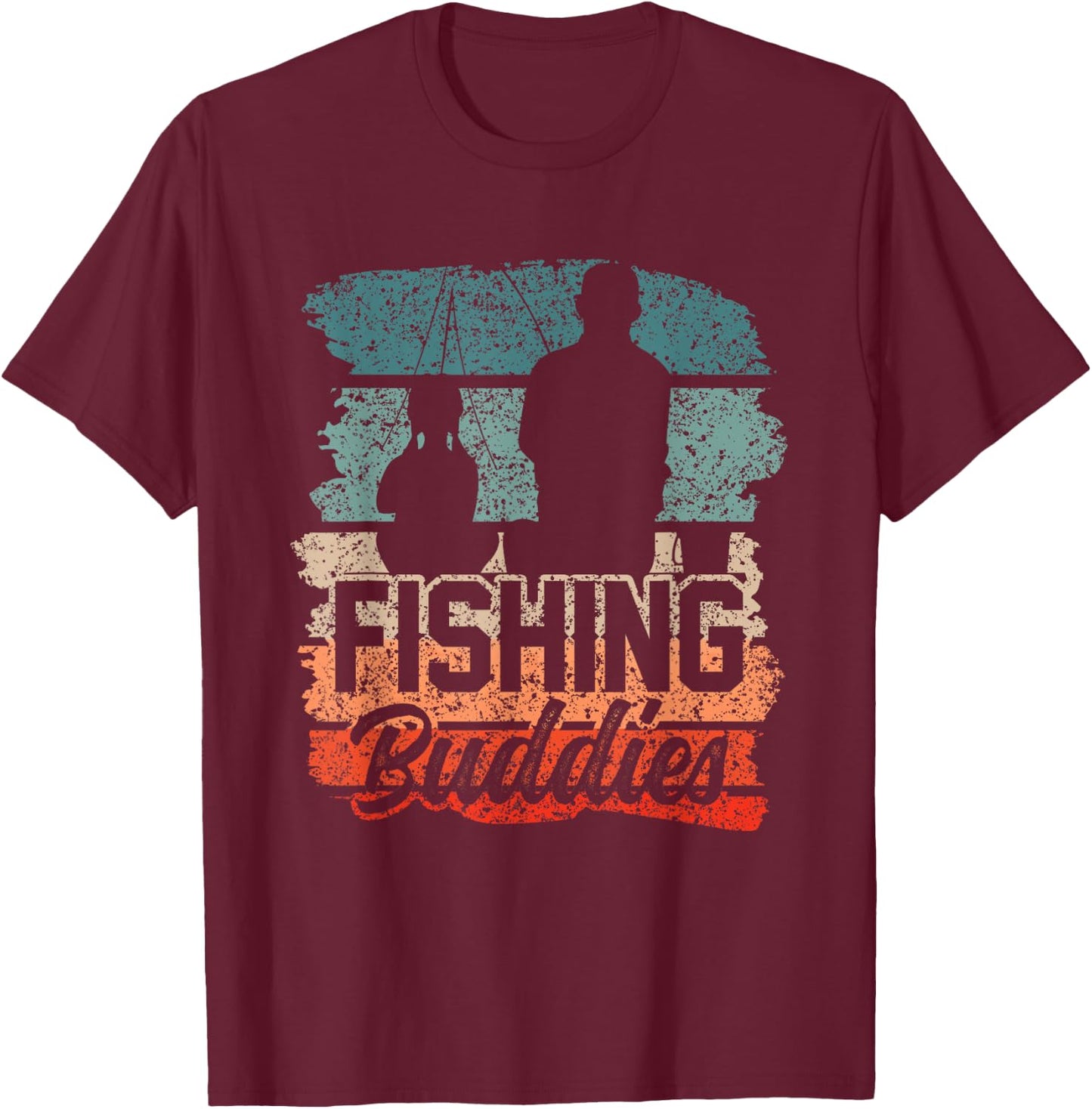 Fishing Buddies Fisher Buddy Fisherman T-Shirt - T-Shirt | Maroon