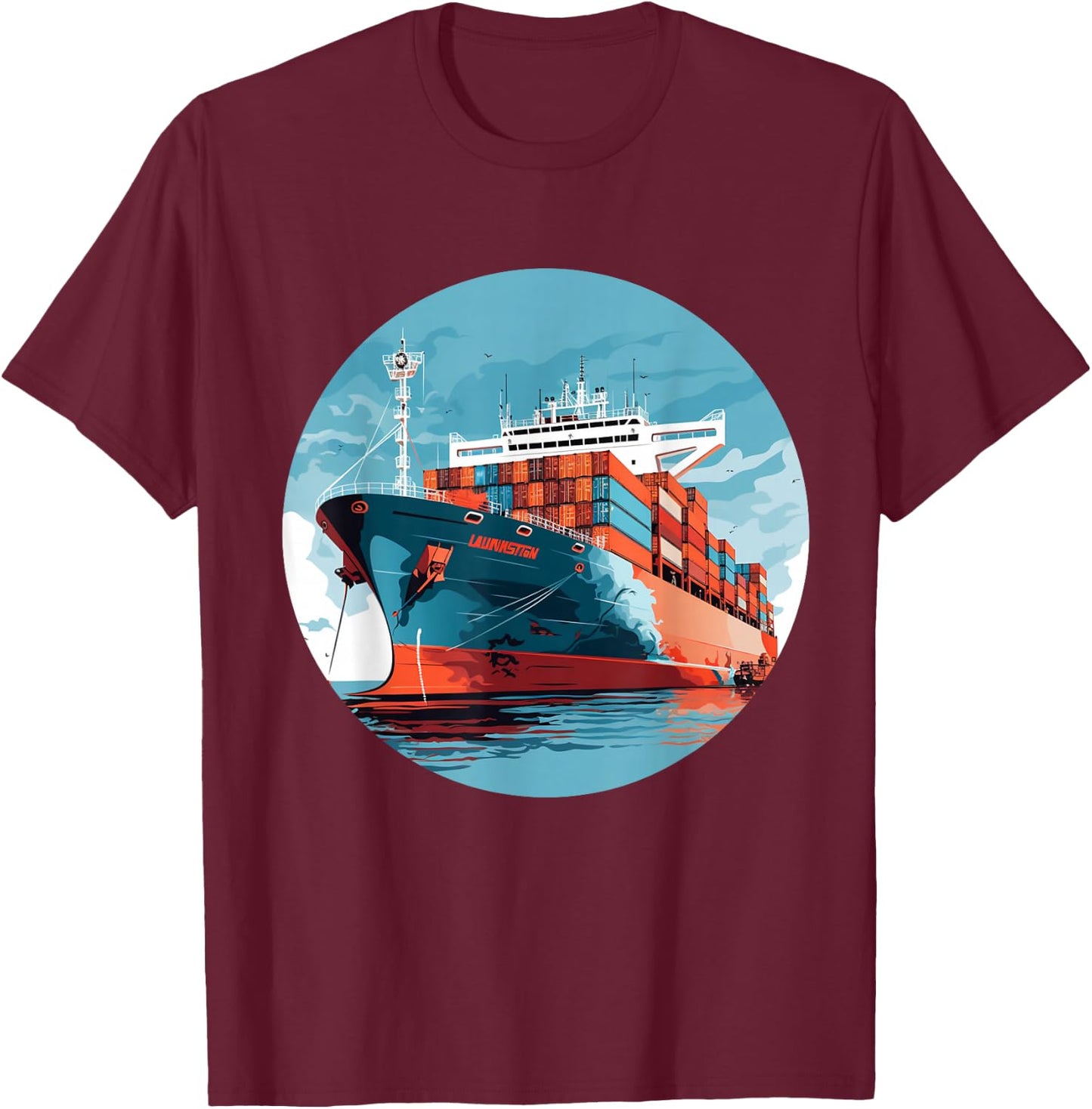 Big Transport Ship for Cargo Container Ships Lovers T-Shirt - T-Shirt | Maroon