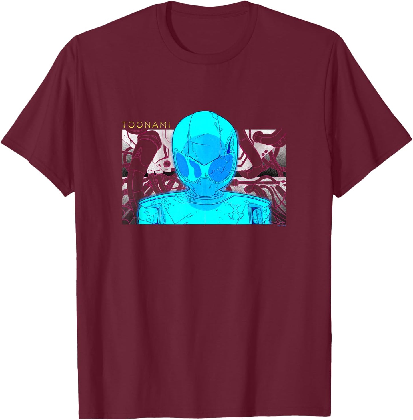 Toonami T.O.M. Blue Schematic Screen Grab T-Shirt - T-Shirt | Maroon