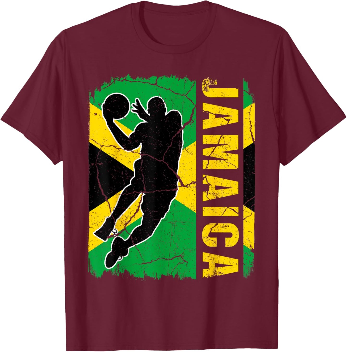 Jamaican Basketball Player Jamaica Flag Basketball Fans T-Shirt - T-Shirt | Maroon