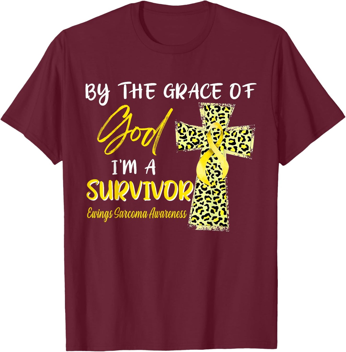 I'm A Survivor Ewings Sarcoma Awareness Yellow Ribbon T-Shirt - T-Shirt | Maroon