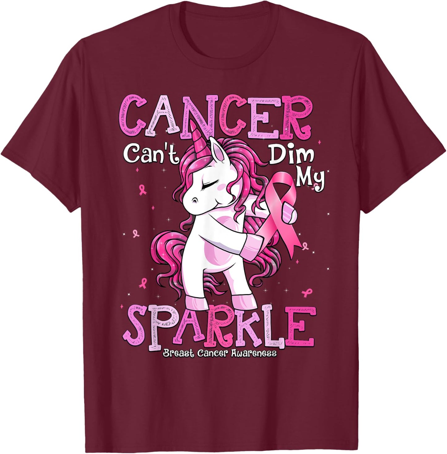 Breast Cancer Support Shirt Breast Cancer Awareness Unicorn T-Shirt - T-Shirt | Maroon