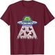 Cat Abduction Chicken Funny UFO Alien Lover Vintage Distress T-Shirt - T-Shirt | Maroon
