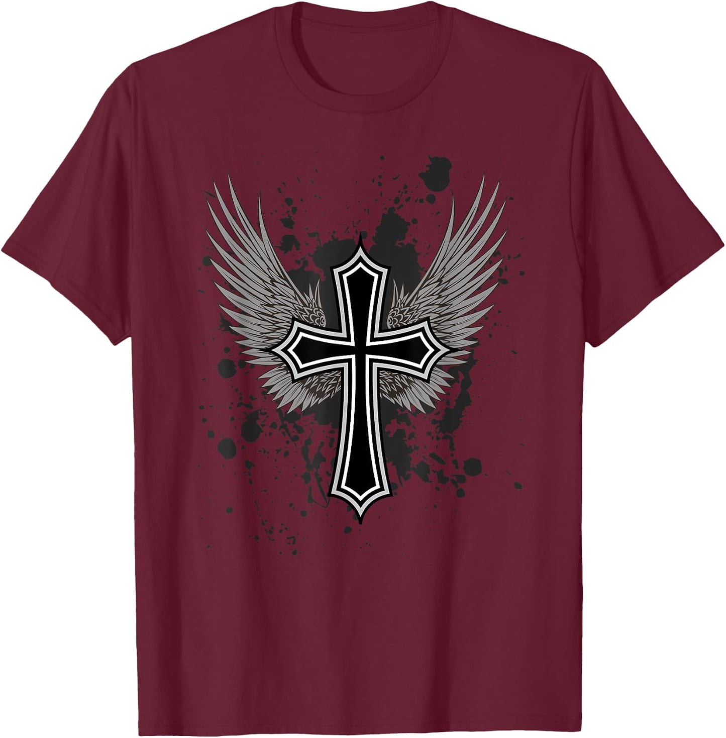 Y2K Aesthetic Cross 90's 2000's Biker Grunge Punk Rock Emo T-Shirt - T-Shirt | Maroon