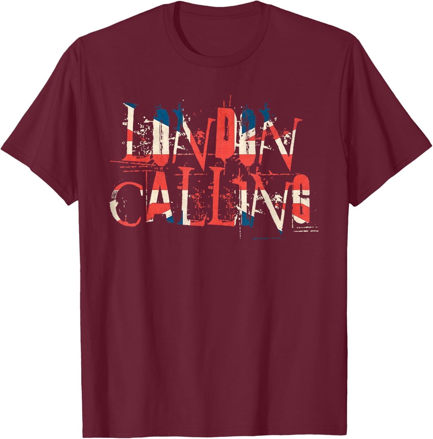 Vintage Retro London Calling T-Shirt - T-Shirt | Maroon