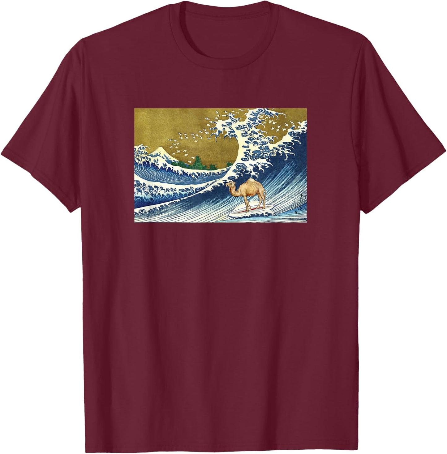 Funny Vintage Retro Surfing A Great Wave Camel Lover T-Shirt - T-Shirt | Maroon