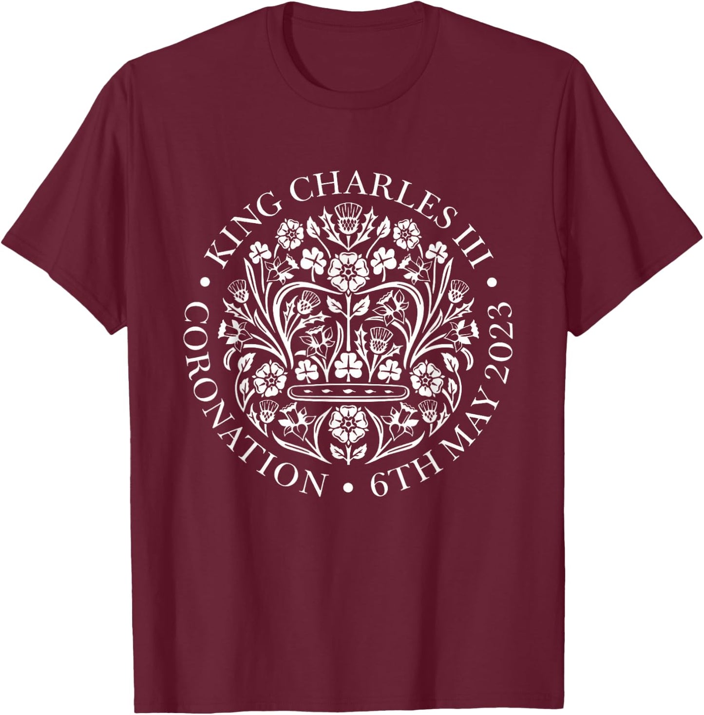 KING CHARLES III CORONATION 2023 British SOUVENIR T-Shirt - T-Shirt | Maroon