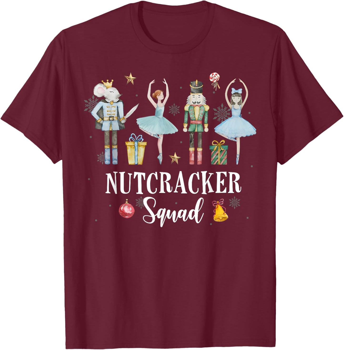 Christmas Nutcracker Squad Ballet Dance Women Kids Girls T-Shirt - T-Shirt | Maroon
