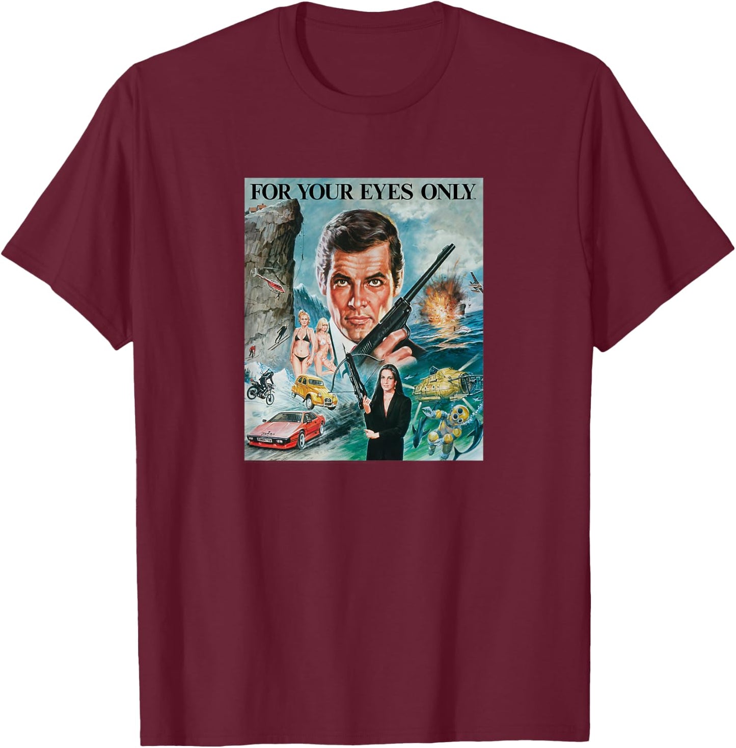 Official James Bond 007 for Your Eyes Only T-Shirt - T-Shirt | Maroon