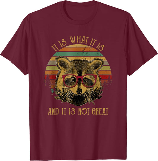 Racoon Trash Panda -Kids Black Cartoon T-Shirt - T-Shirt | Maroon