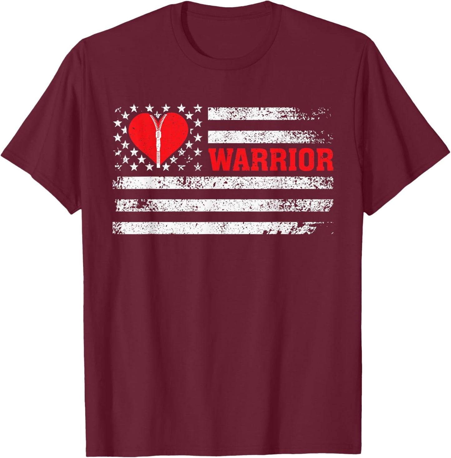 Warrior -Open Heart Surgery Gift Heart Patients Survivor T-Shirt - T-Shirt | Maroon