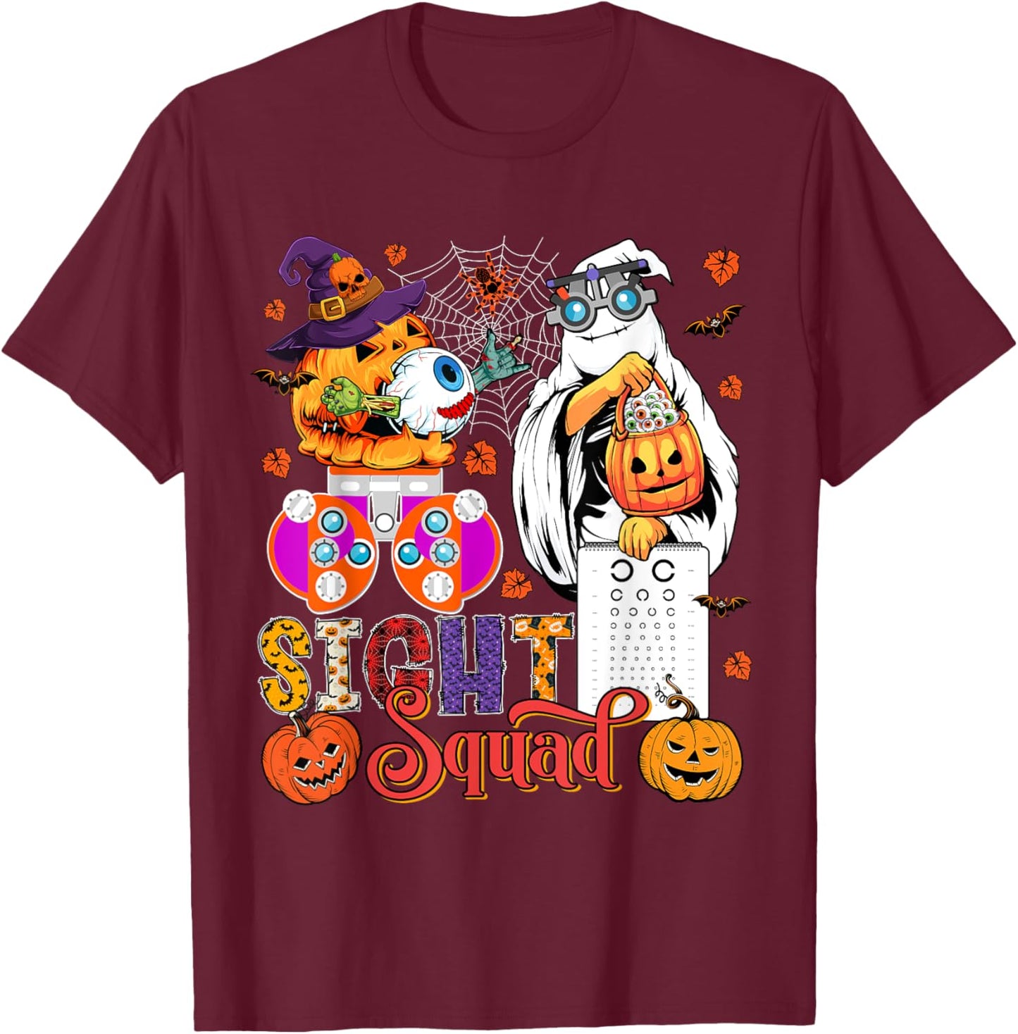 Sight Squad Halloween Optician Boo Horror Pumpkins Lover T-Shirt - T-Shirt | Maroon