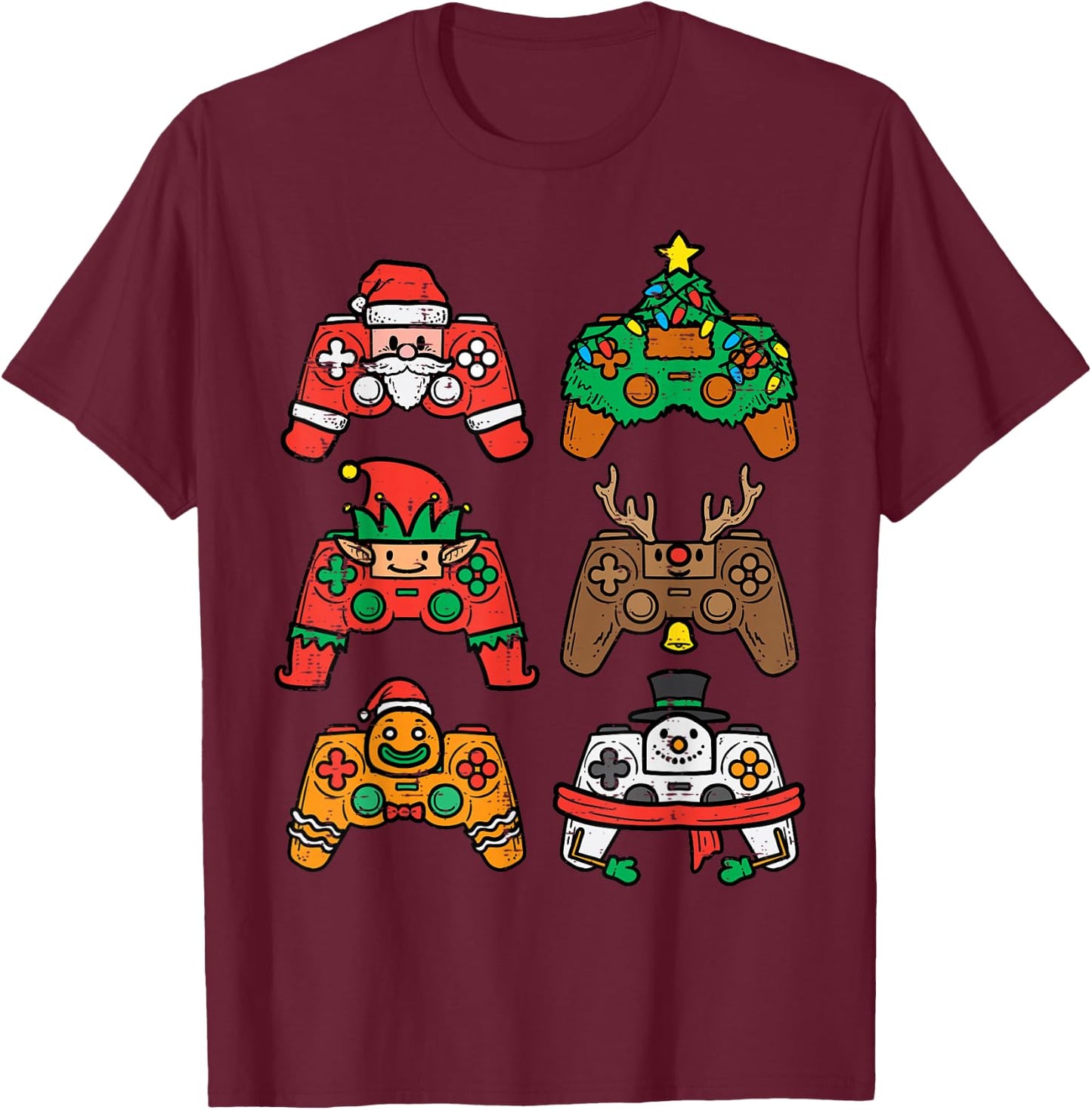 Christmas Gamer Controller Xmas Gaming Men Boys Kids Youth T-Shirt - T-Shirt | Maroon