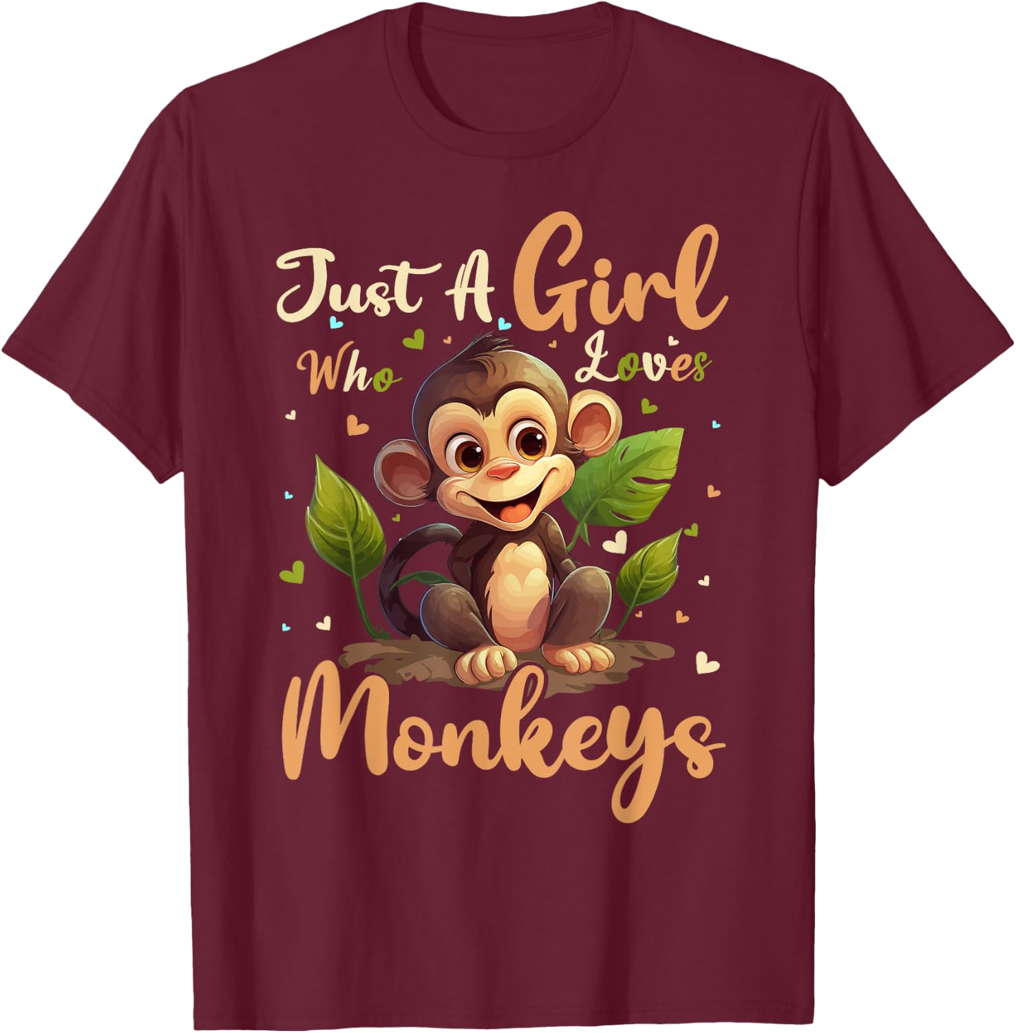 Monkey Lover Just A Girl Who Loves Monkeys T-Shirt - T-Shirt | Maroon